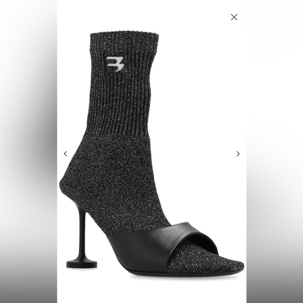 Balenciaga Black Glitter Sock Heels